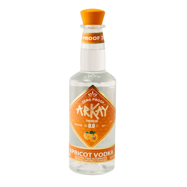 ApricotVodkafotoNew_800x800.png Deal 12 Bottles ArKay Apricot Vodka Zero Proof Spirits 33.3 FL OZ / 1 Liter