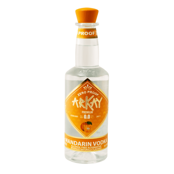 MandarinVodkafotoNew_800x800.png Deal 12 Bottles ArKay Mandarin Vodka Zero Proof Spirits 33.3 FL OZ / 1 Liter